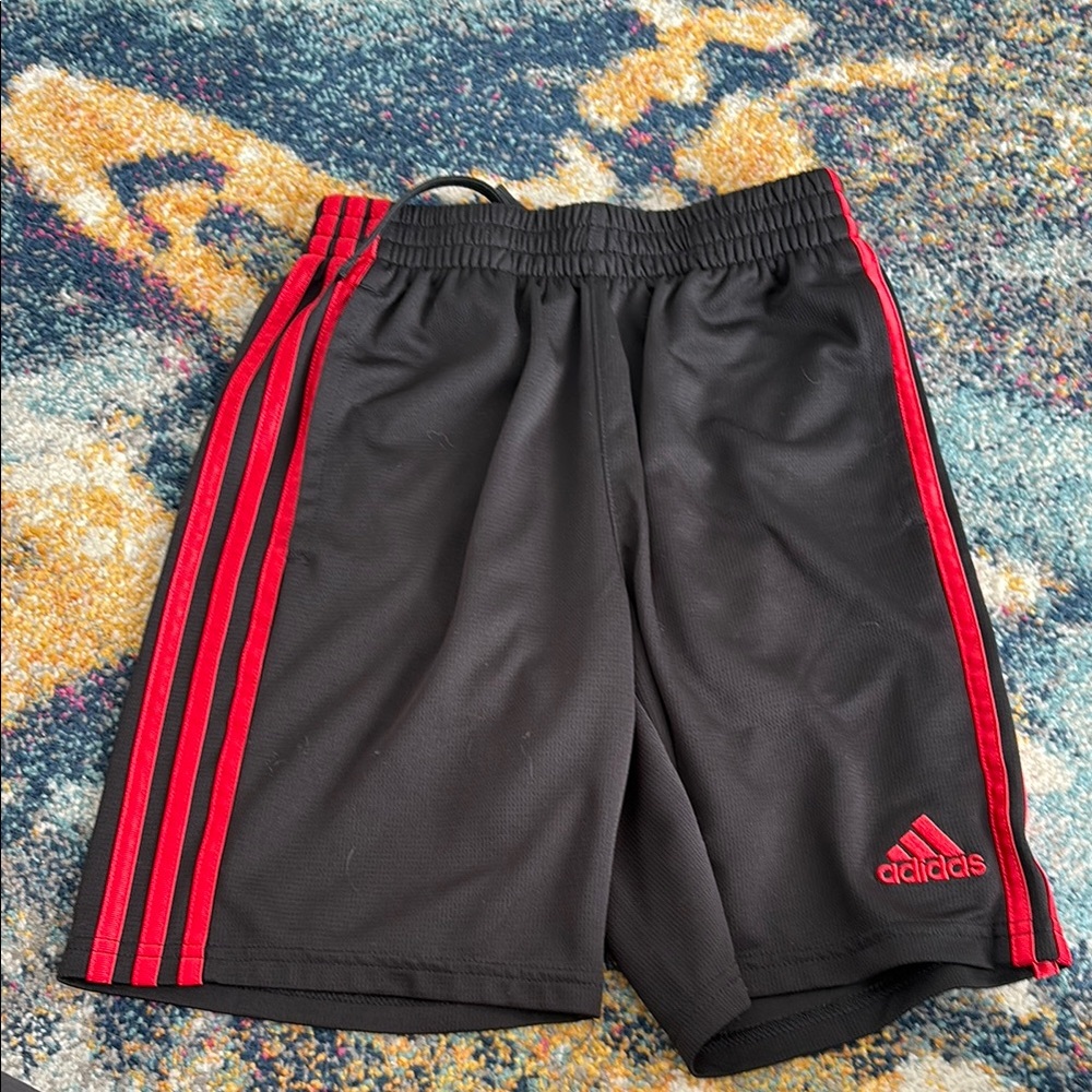 Adidas Black Shorts with Red Stripes